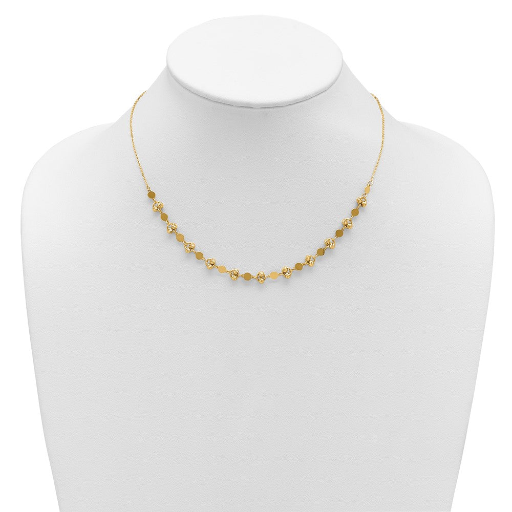 Polished D/C Beaded Fancy Circles w/ 1in Ext. Necklace