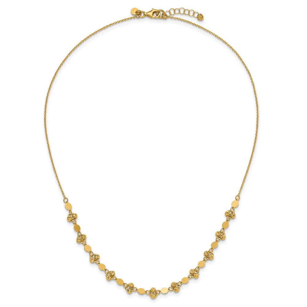 Polished D/C Beaded Fancy Circles w/ 1in Ext. Necklace