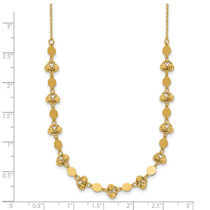 Polished D/C Beaded Fancy Circles w/ 1in Ext. Necklace
