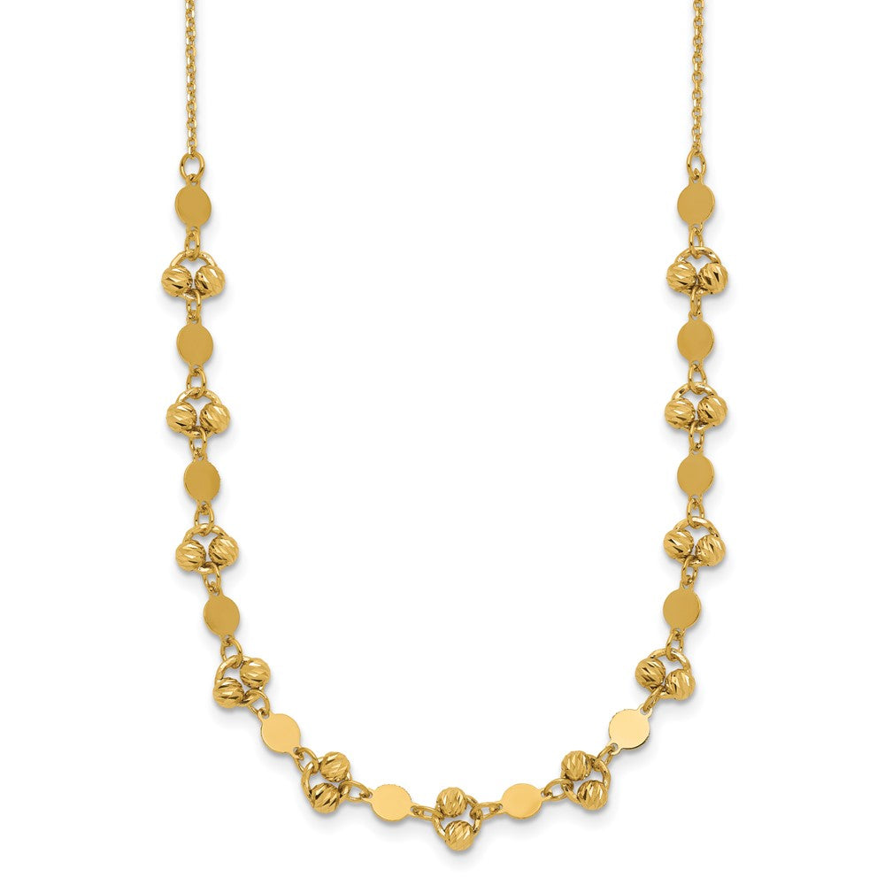 Polished D/C Beaded Fancy Circles w/ 1in Ext. Necklace