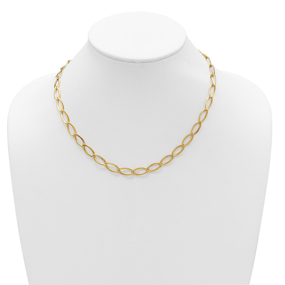 Polished Fancy Oval Link Necklace 18.25" - 6.55g