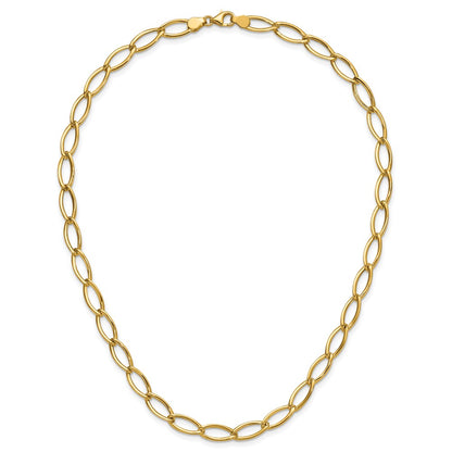Polished Fancy Oval Link Necklace 18.25" - 6.55g