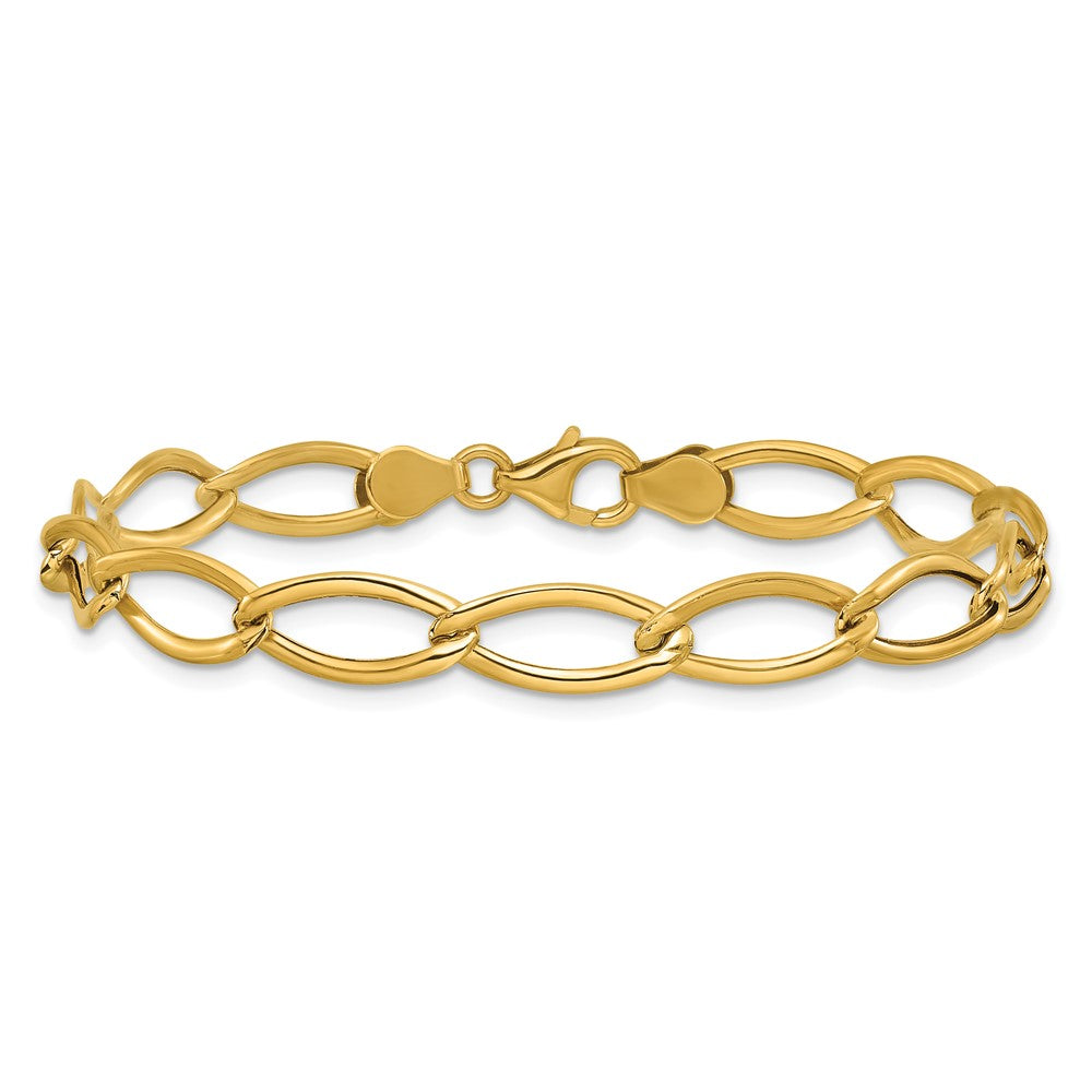 Polished Fancy Oval Link Bracelet 7.5" - 6.8mm