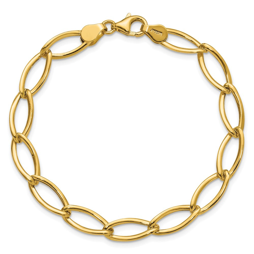 Polished Fancy Oval Link Bracelet 7.5" - 6.8mm