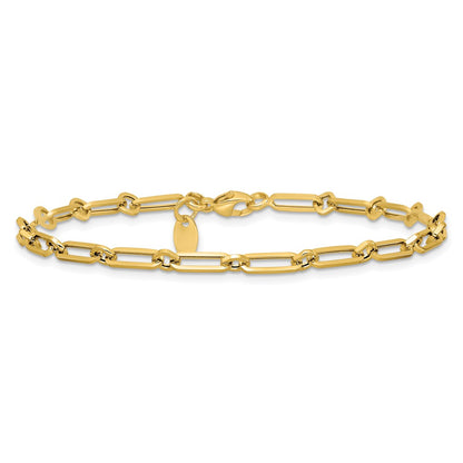 Polished Fancy Paperclip Link Bracelet 7.5" - 3.65mm