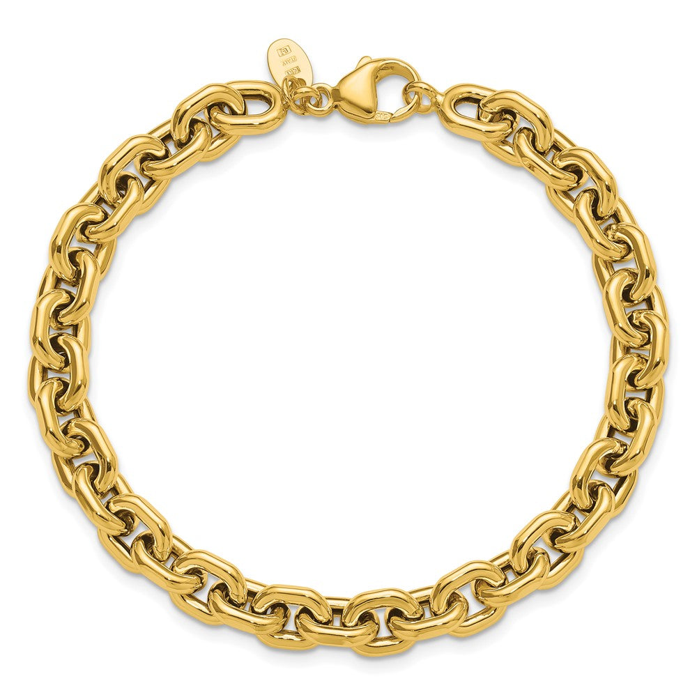 Polished 7.0mm Flat Edge Cable Link Bracelet 7.5"