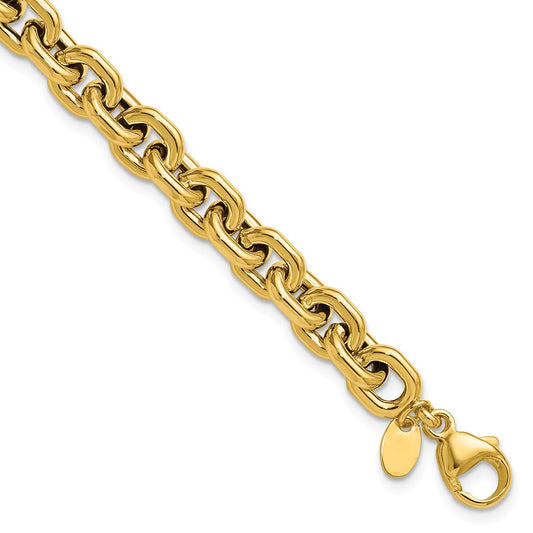 Polished 7.0mm Flat Edge Cable Link Bracelet 7.5"