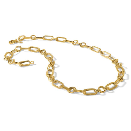 Polished and Textured Fancy Greek Key Link Necklace 18"