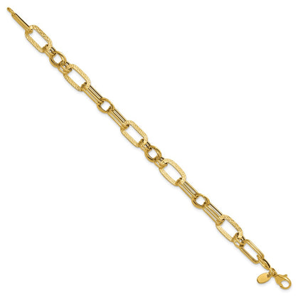Polished and Textured Fancy Greek Key Link Bracelet 7.5"