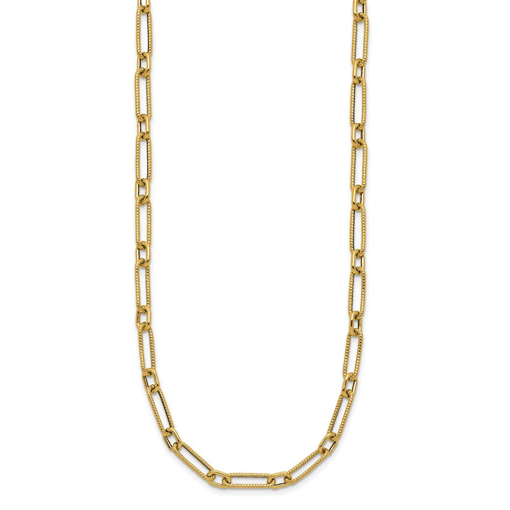 Polished and Textured 4.2mm Fancy Link Necklace 18"