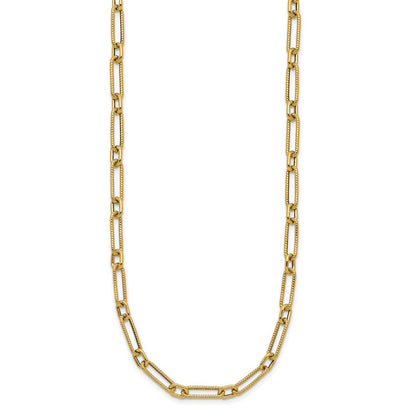 Polished and Textured 4.2mm Fancy Link Necklace 18"
