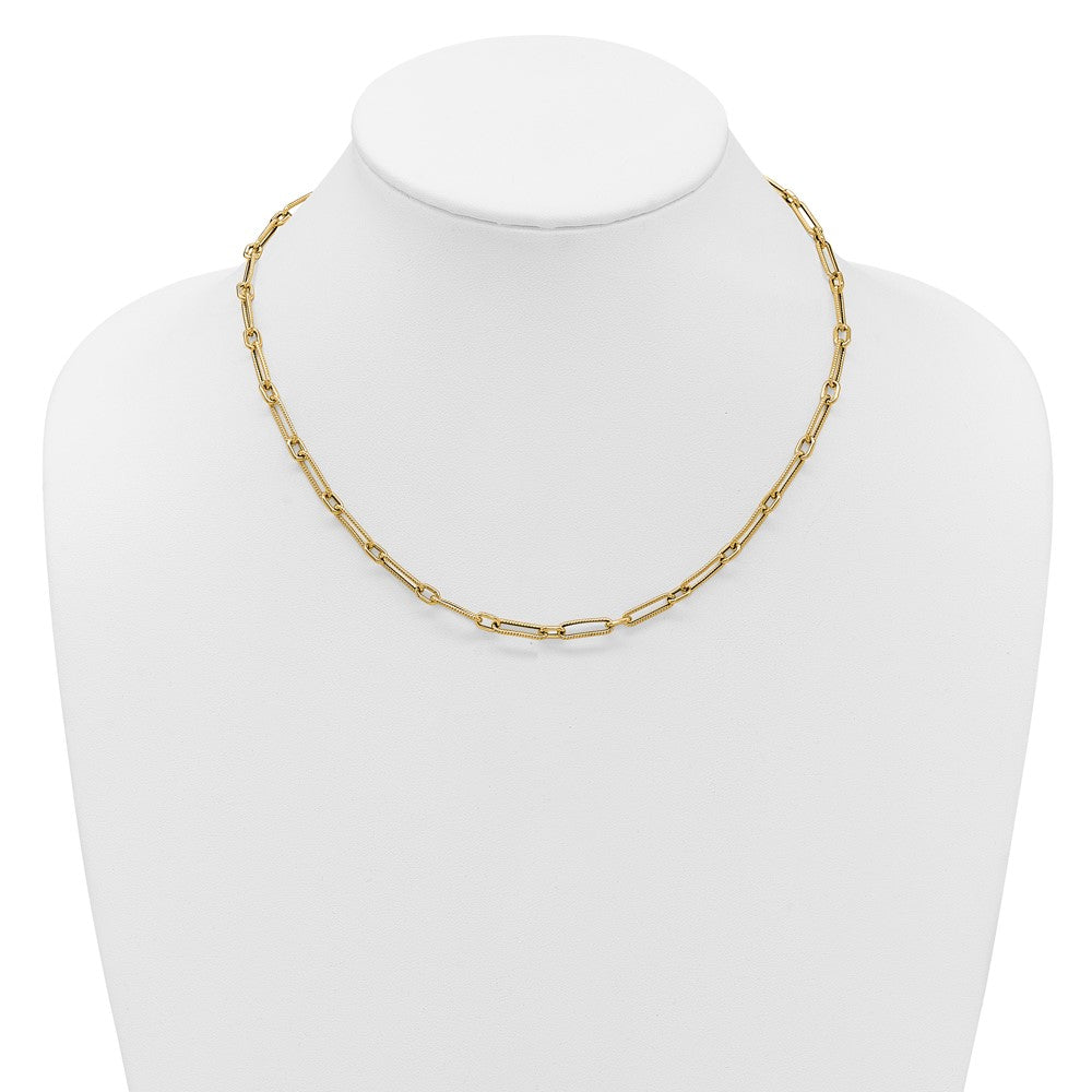 Polished and Textured 4.2mm Fancy Link Necklace 18"