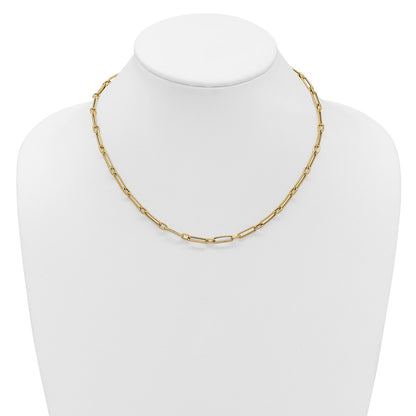 Polished and Textured 4.2mm Fancy Link Necklace 18"