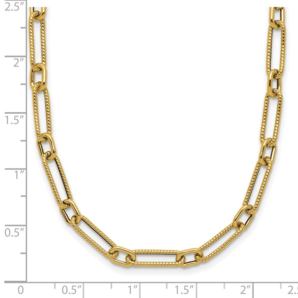 Polished and Textured 4.2mm Fancy Link Necklace 18"
