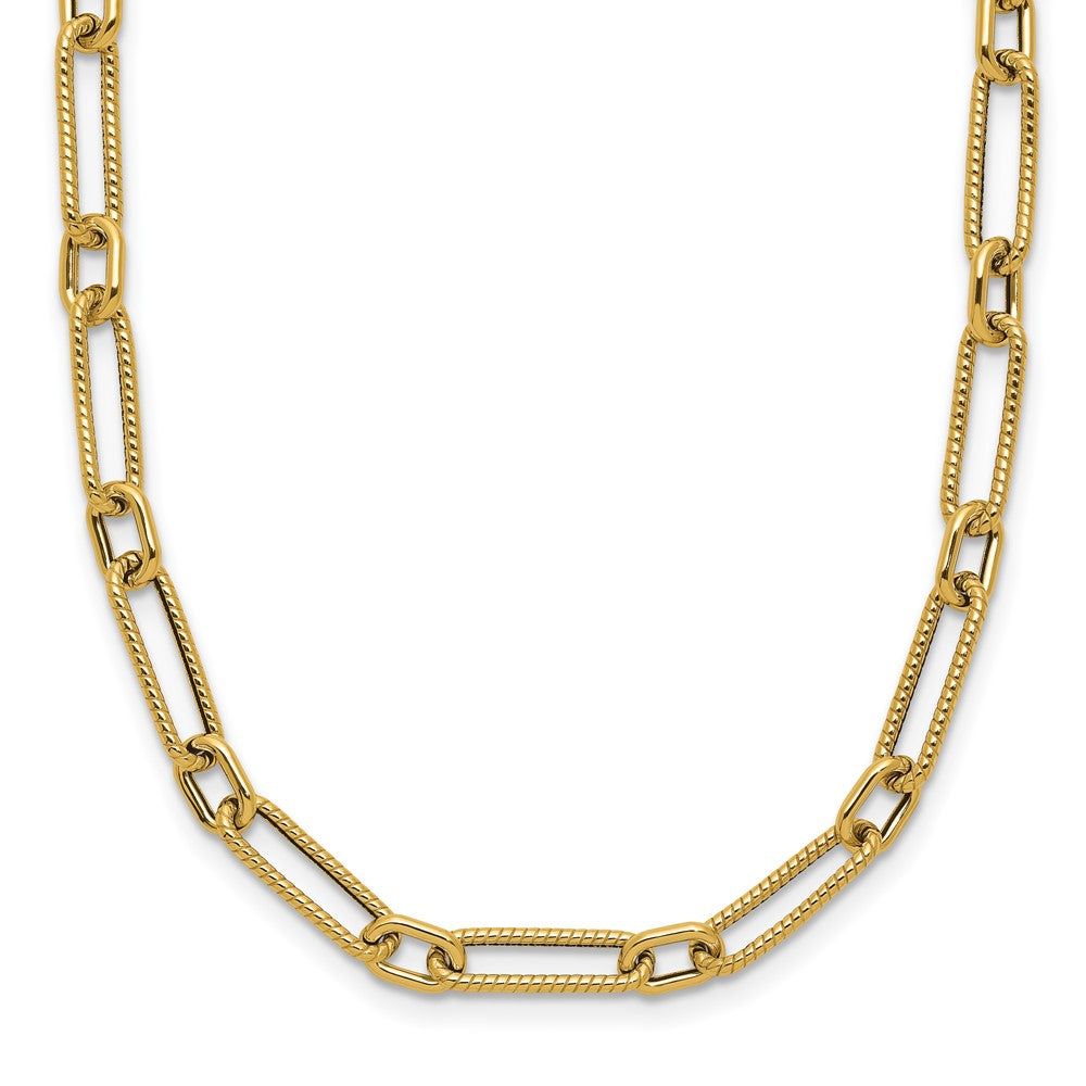 Polished and Textured 4.2mm Fancy Link Necklace 18"