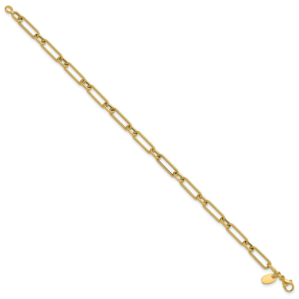 Polished and Textured 4.2mm Fancy Link Bracelet 7.5"