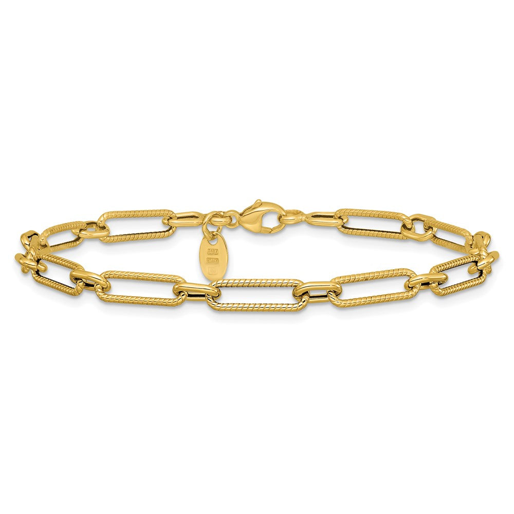 Polished and Textured 4.2mm Fancy Link Bracelet 7.5"