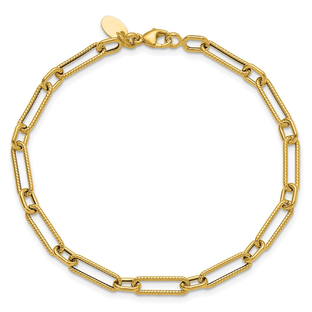 Polished and Textured 4.2mm Fancy Link Bracelet 7.5"