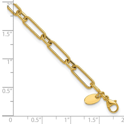 Polished and Textured 4.2mm Fancy Link Bracelet 7.5"