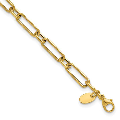 Polished and Textured 4.2mm Fancy Link Bracelet 7.5"