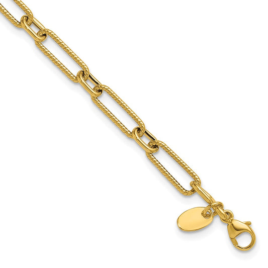 Polished and Textured 4.2mm Fancy Link Bracelet 7.5"