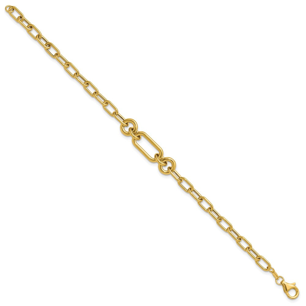 Polished Fancy Mixed Link Bracelet 7.5"