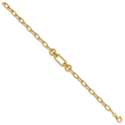 Polished Fancy Mixed Link Bracelet 7.5"