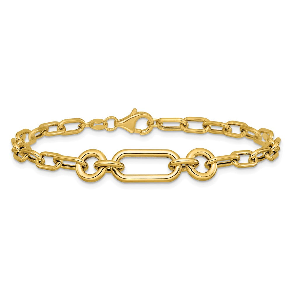 Polished Fancy Mixed Link Bracelet 7.5"