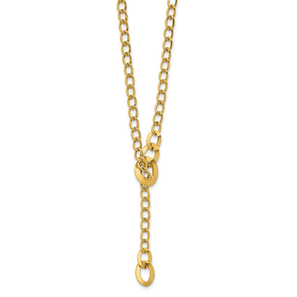 Polished Fancy Curb Link Lariat Necklace 18"