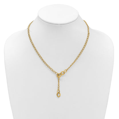 Polished Fancy Curb Link Lariat Necklace 18"