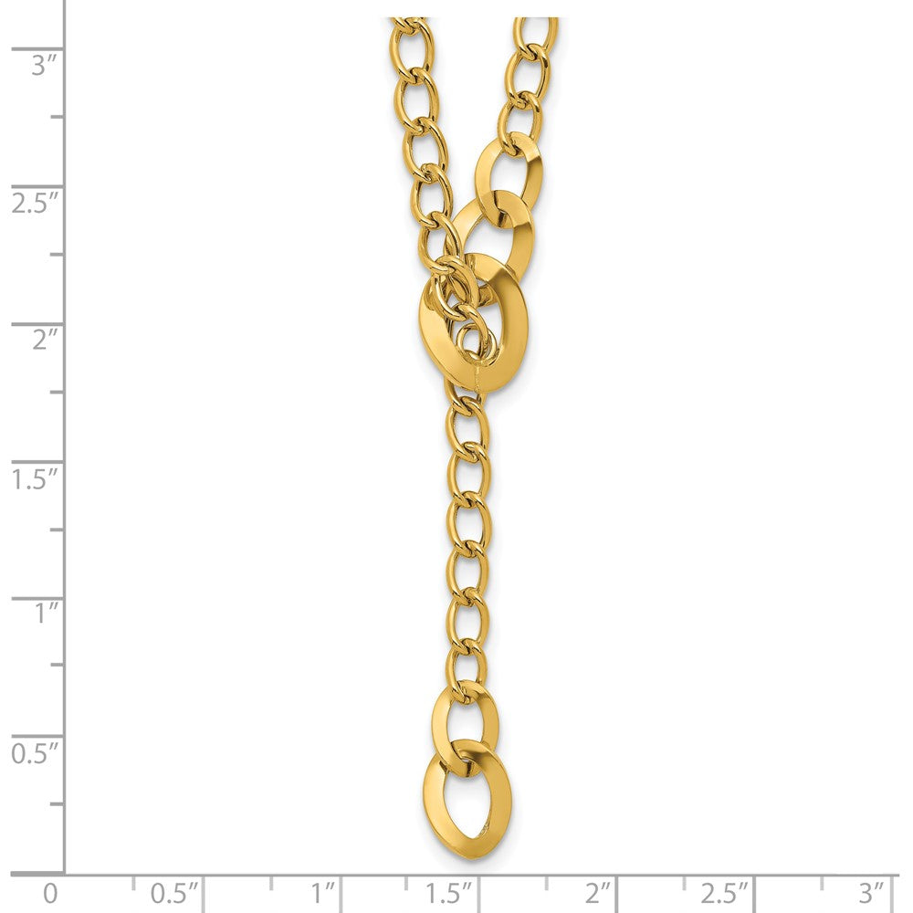 Polished Fancy Curb Link Lariat Necklace 18"