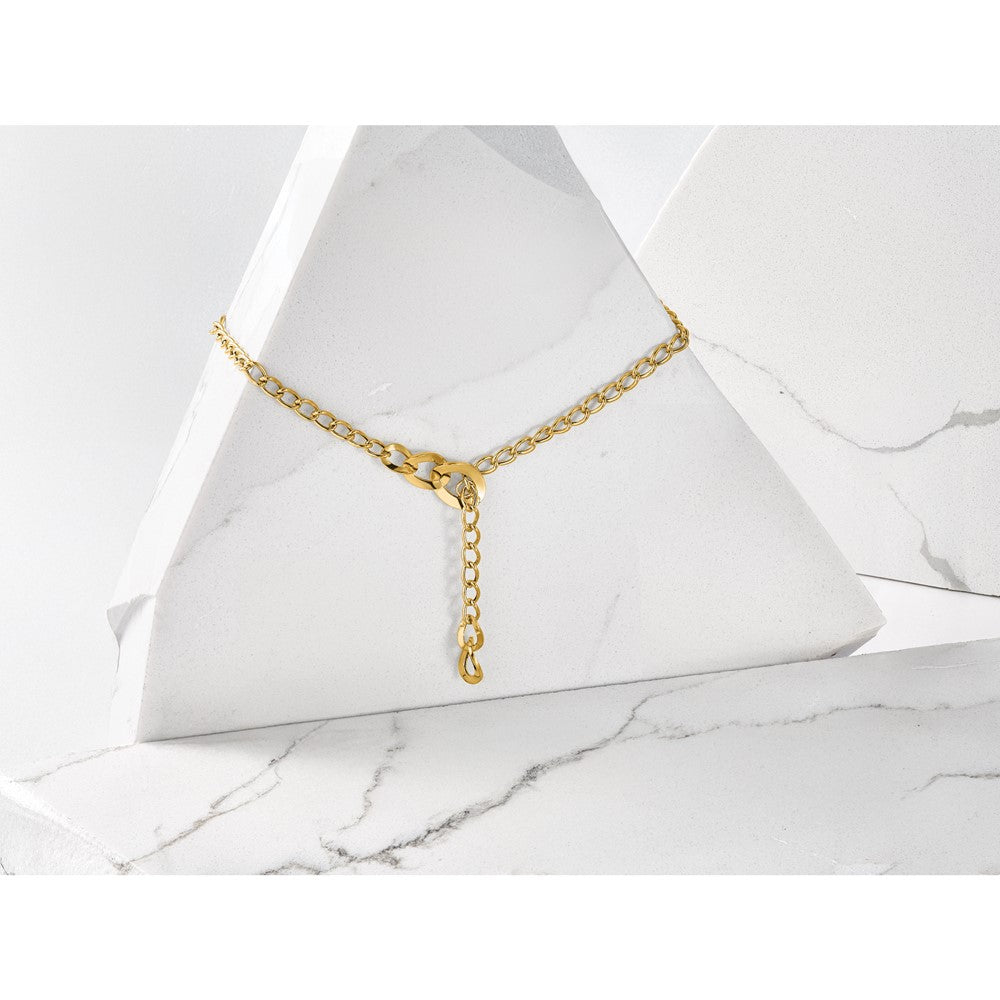 Polished Fancy Curb Link Lariat Necklace 18"