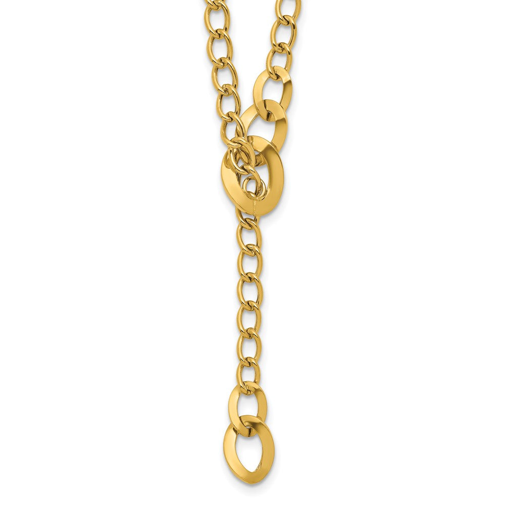 Polished Fancy Curb Link Lariat Necklace 18"
