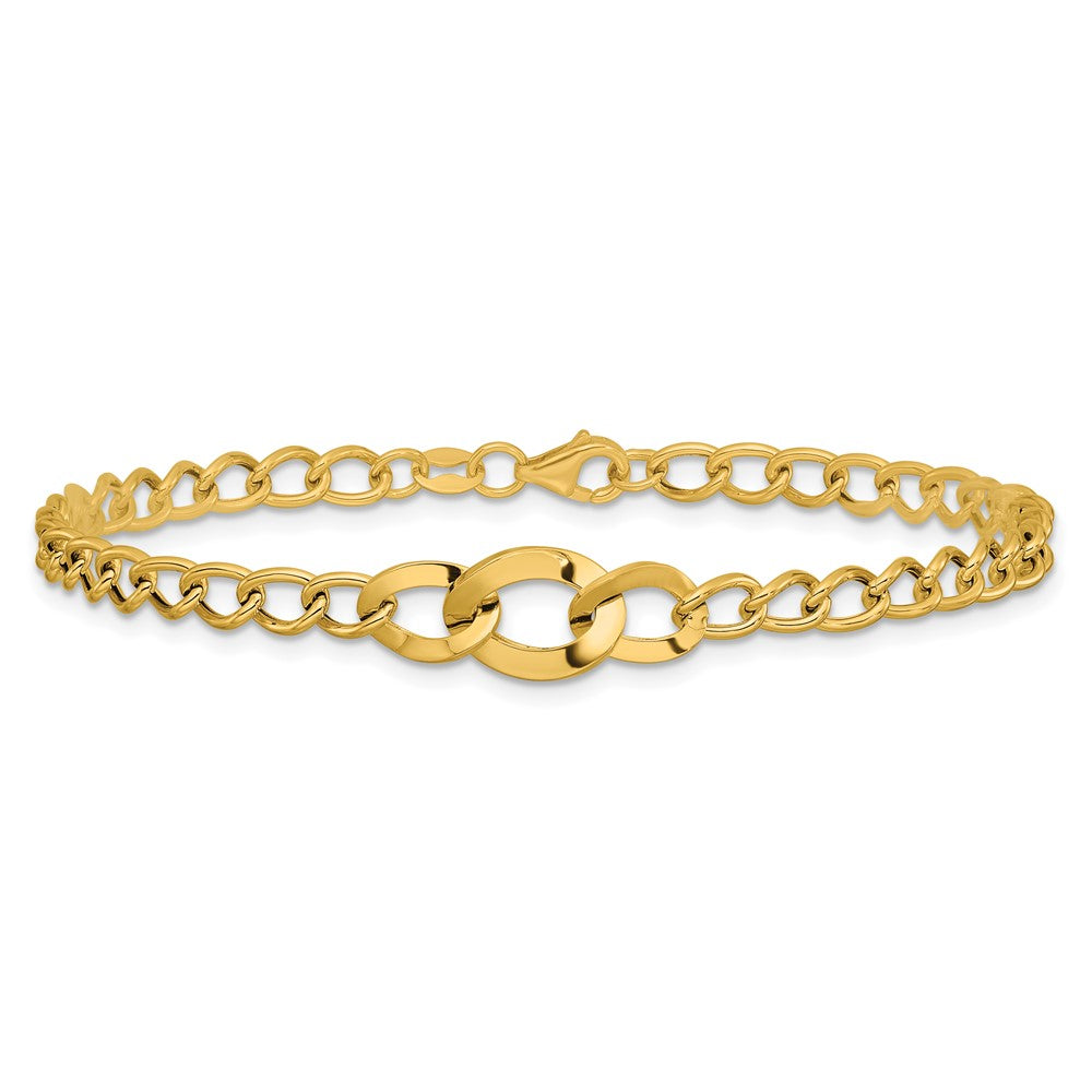 Polished Fancy Curb Link Bracelet 7.5" - 4mm
