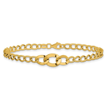Polished Fancy Curb Link Bracelet 7.5" - 4mm