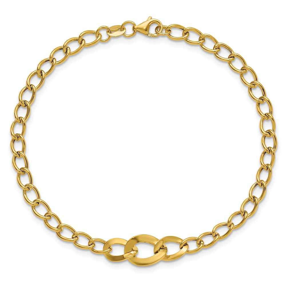 Polished Fancy Curb Link Bracelet 7.5" - 4mm