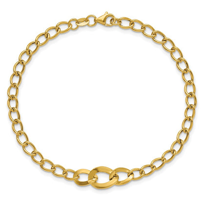 Polished Fancy Curb Link Bracelet 7.5" - 4mm