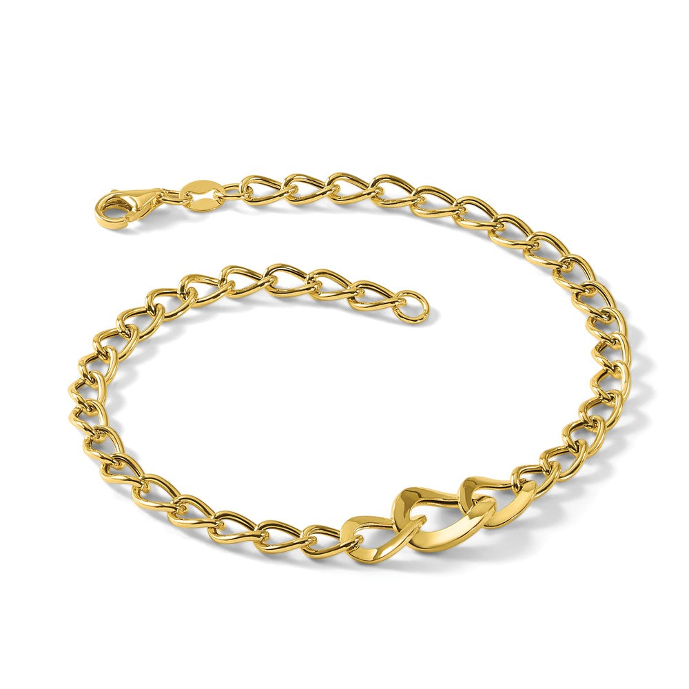 Polished Fancy Curb Link Bracelet 7.5" - 4mm