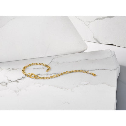Polished Fancy Curb Link Bracelet 7.5" - 4mm