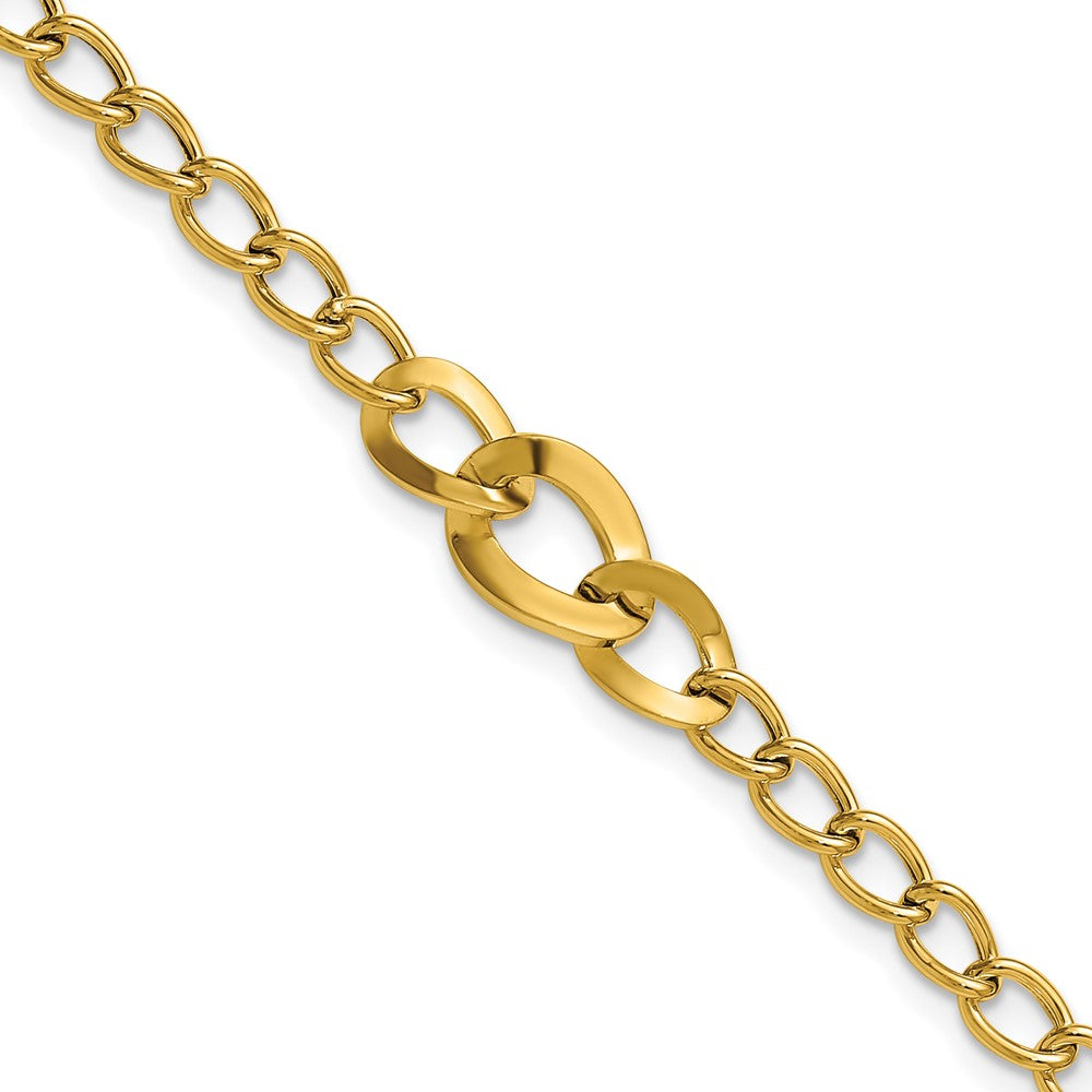 Polished Fancy Curb Link Bracelet 7.5" - 4mm