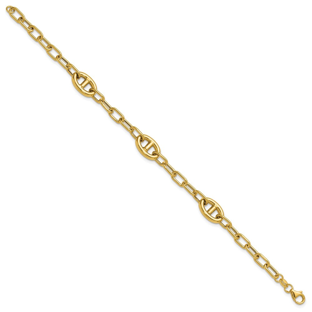 Polished Fancy Anchor Link Bracelet 7.5"