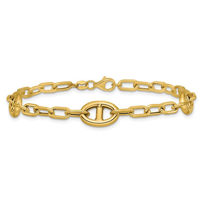 Polished Fancy Anchor Link Bracelet 7.5"