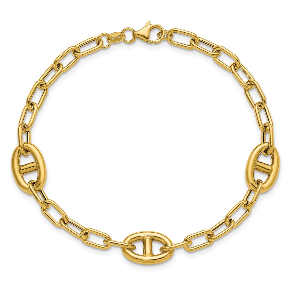 Polished Fancy Anchor Link Bracelet 7.5"