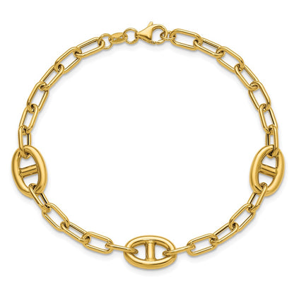 Polished Fancy Anchor Link Bracelet 7.5"