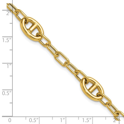 Polished Fancy Anchor Link Bracelet 7.5"