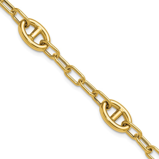 Polished Fancy Anchor Link Bracelet 7.5"