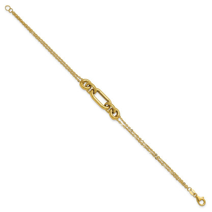 Polished Fancy Two-Strand Mixed Links Bracelet 7.5"