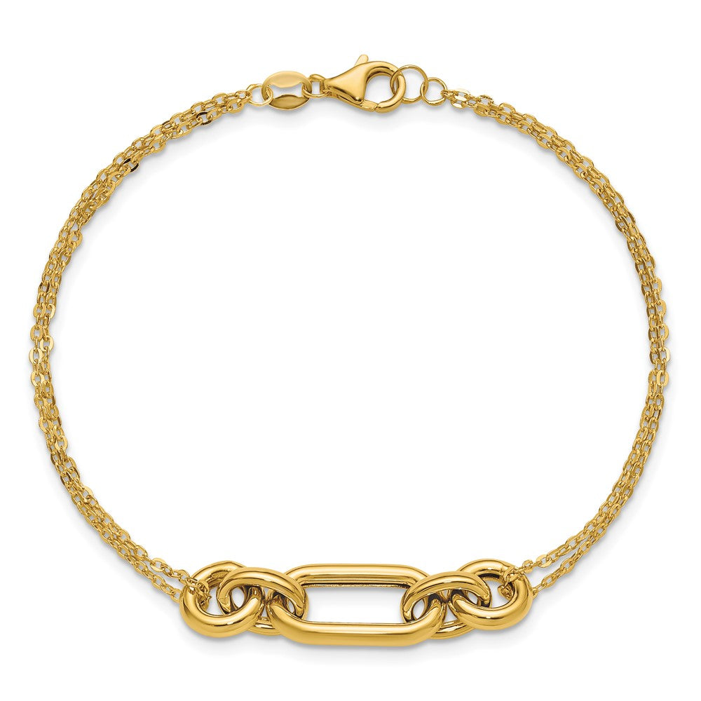 Polished Fancy Two-Strand Mixed Links Bracelet 7.5"