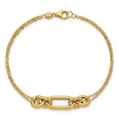 Polished Fancy Two-Strand Mixed Links Bracelet 7.5"