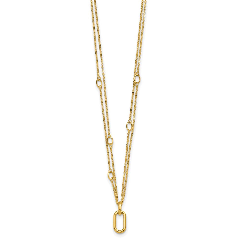 Polished Fancy Two-Strand Link Necklace 17.75"